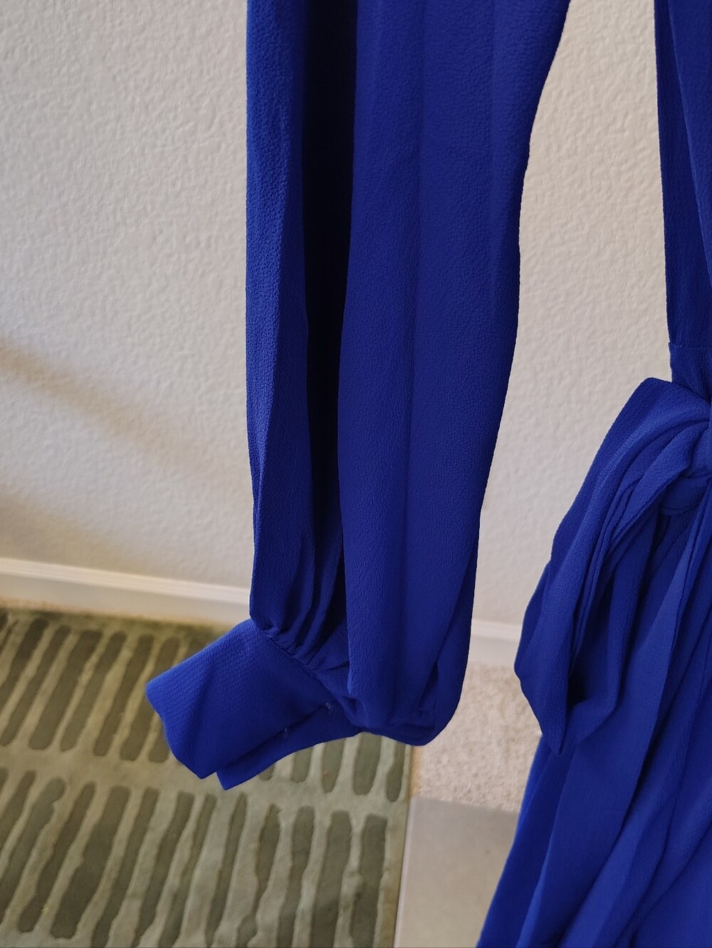 Nwt Meghan LA Los Angeles Dress M Royal Blue V-Neck Self Tie Wrap Maxi Small - Picture 4 of 7